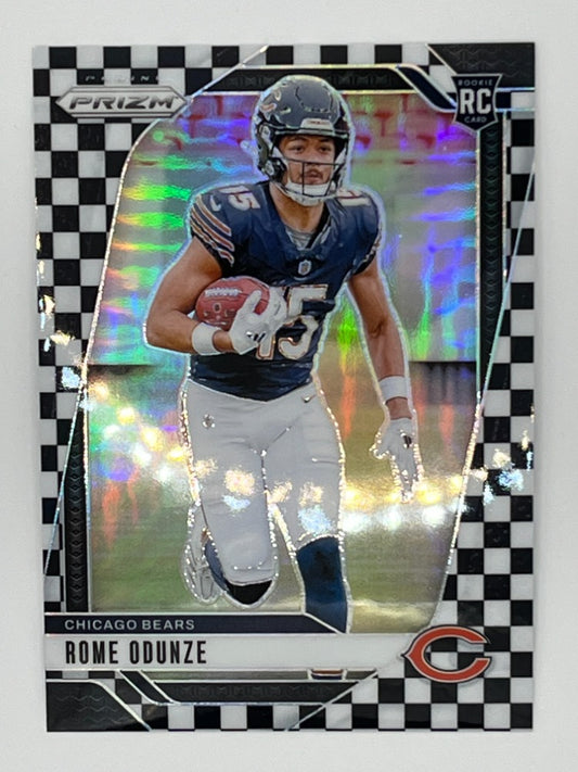2024 Prizm Rome Odunze # 385, Black & White Checkered Prizm, Rookie Card