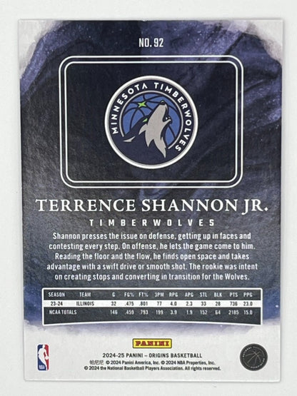 2024-25 Origins Terrence Shannon Jr. # 92, Rookie Purple Serialized 19/22