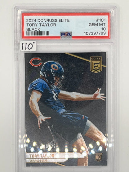 2024 Donruss Elite Tory Taylor Black Rookie Card # 101 PSA 10 - Serialized 9/25