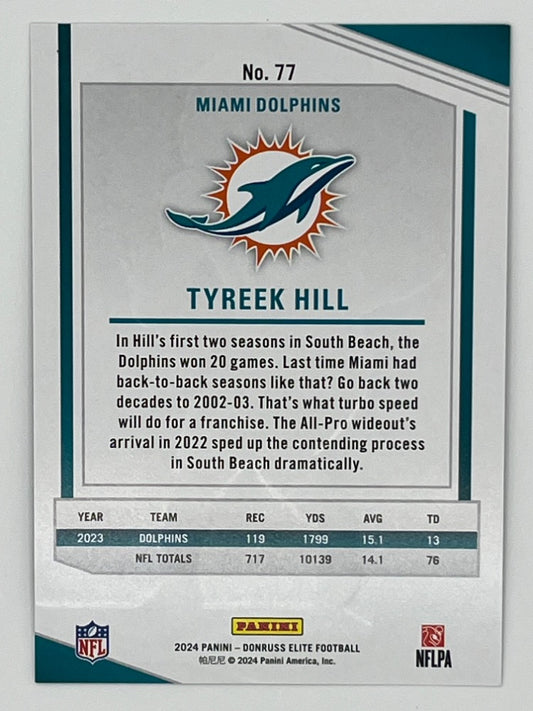 2024 Elite Tyreek Hill # 77, Green Status Serialized 9/10