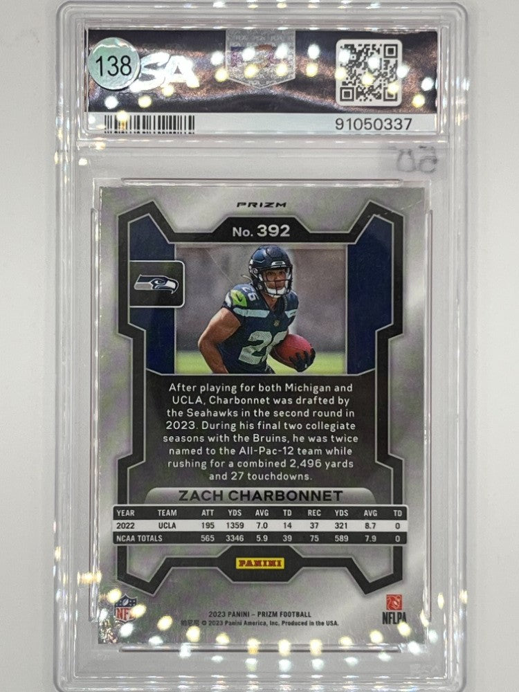 2023 Prizm Zach Charbonnet Orange Ice Rookie # 392 PSA 10