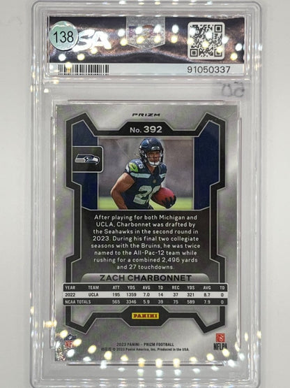 2023 Prizm Zach Charbonnet Orange Ice Rookie # 392 PSA 10